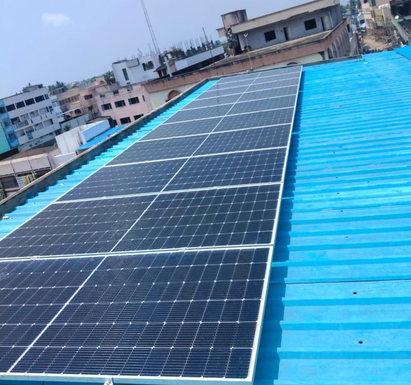 Eliova solar panels installed on a commercial metal-sheet roof